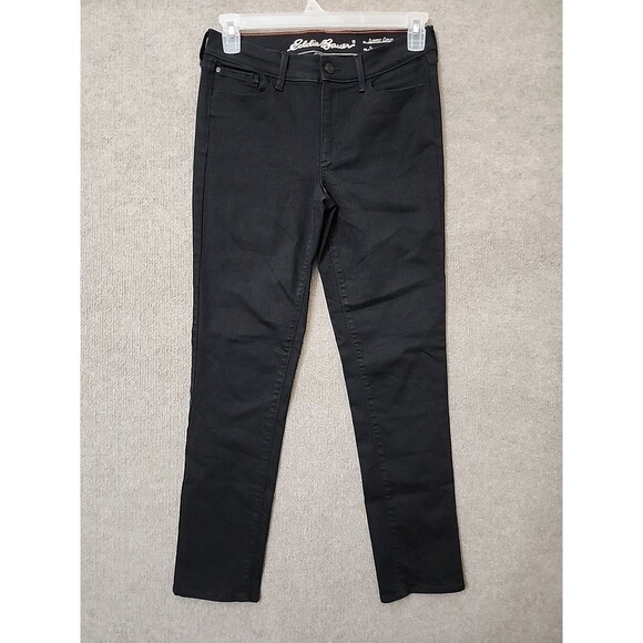 Eddie Bauer Slightly Curvy Slim Straight Jeans Womens 8 Black Stretch - Picture 1 of 9